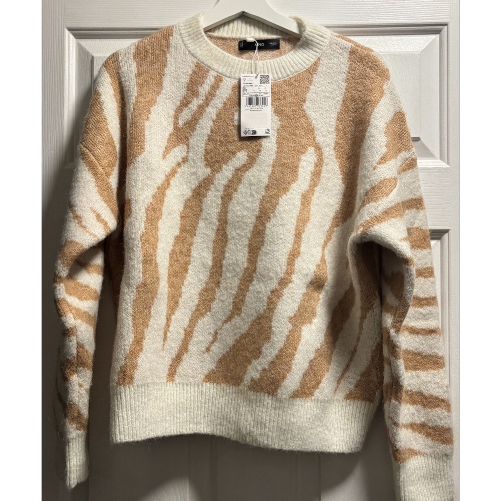 Animal-print Knitted Sweater - Sand
